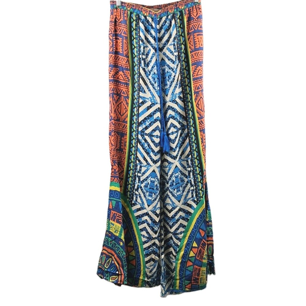 Flying Tomato Boho Festival Wide Leg Flare Pants Women's Size S Colorful Indie